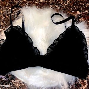 Black sheer polka dots bralets